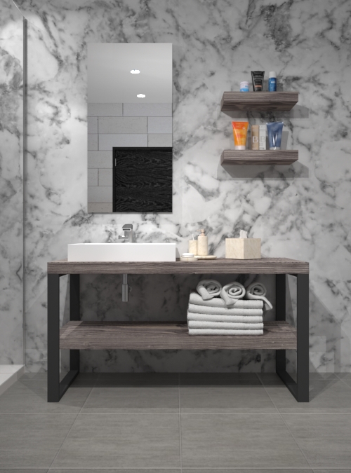 Mobile bagno lavanderia di design con lavabo appoggio in stile moderno -  Bianca - XLAB Design