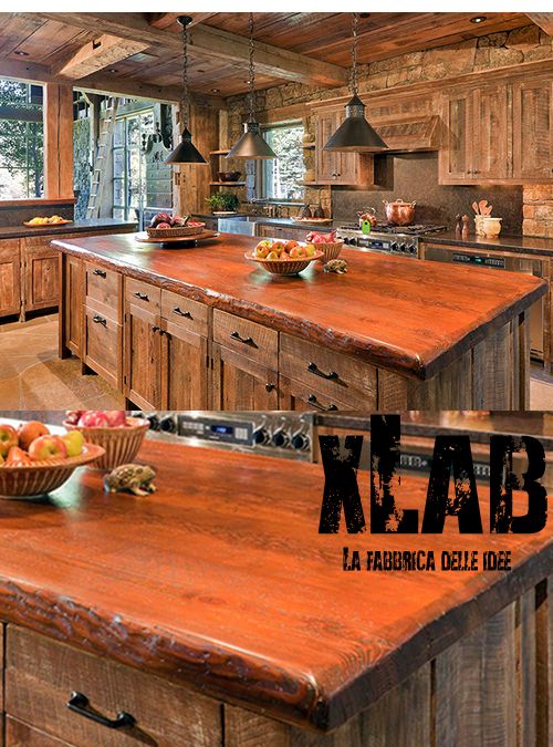 Top cucina in legno di larice stile country Lolly Xlab