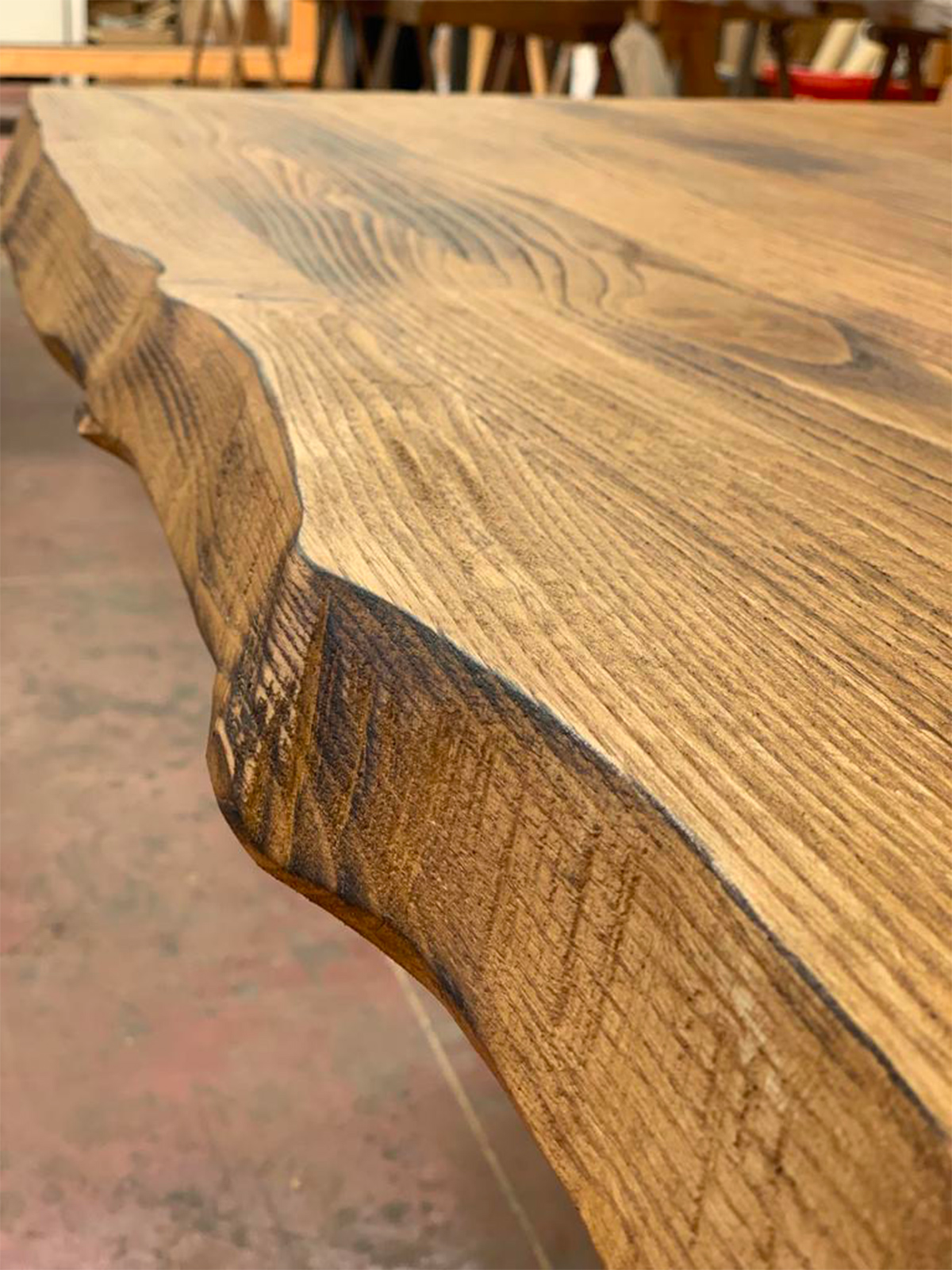Tavolo con gambe in vetro e piano in legno massello di cedro cm 200 x 80