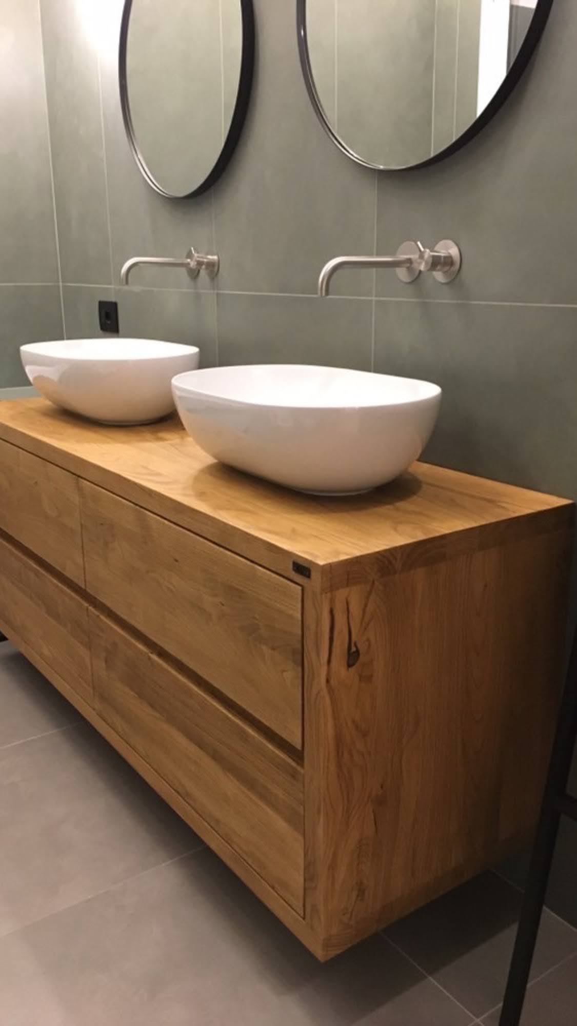 Piano in legno massello per lavabo da appoggio - XLAB Design