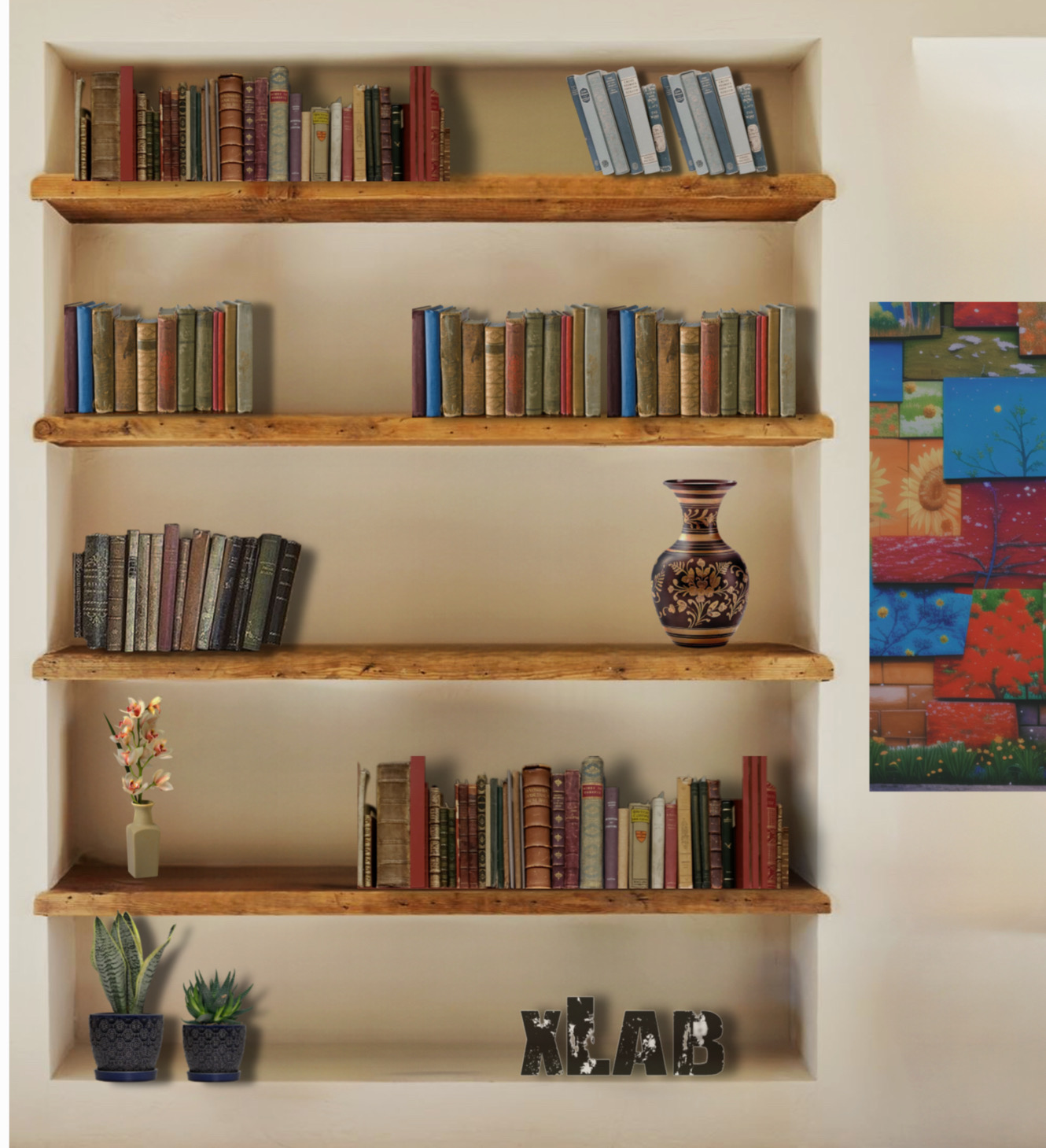 Mensole libreria muro tavole di recupero in rovere  Arredamento sala fai  da te, Arredamento nicchia, Scaffalature rustiche