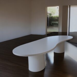 Tavolo di DESIGN effetto cemento bianco forma irregolare 250 x 100 cm modello nuvola
