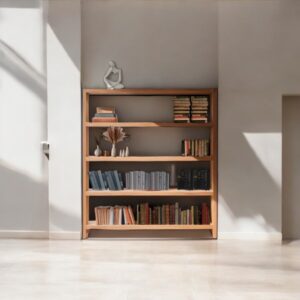 Libreria Artemis in Legno Massello di Abachi – Design minimalista e robusto