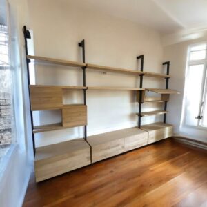 Mobile Libreria stile industriale ferro e legno artigianale su misura – Pirandello rovere